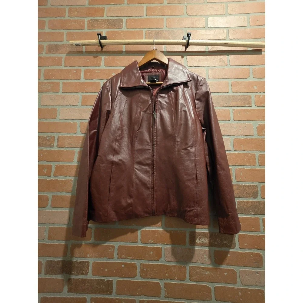 East 5th‎ Women's Red Burgundy Leather  Jacket XL New With Tag Genx Genz Y2k